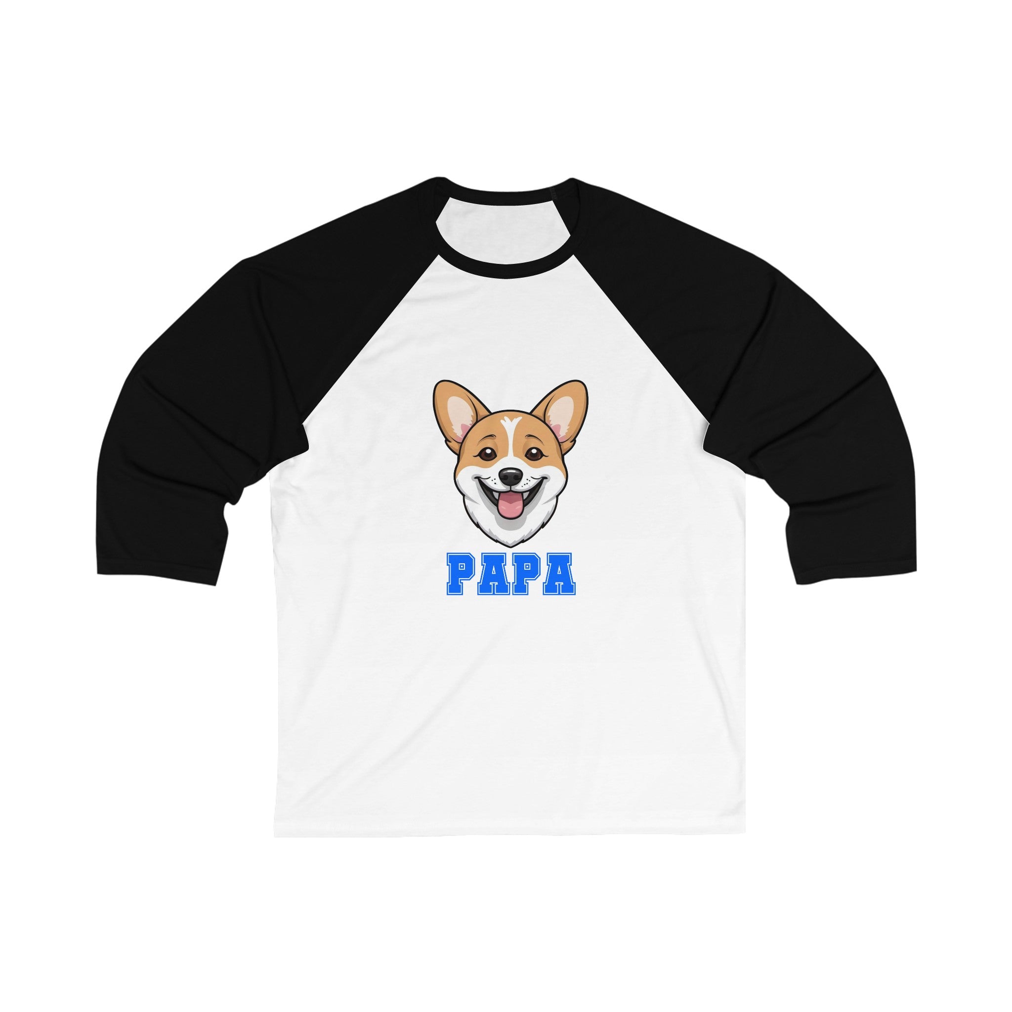 Corgi Papa 3\4 Sleeve Baseball Tee