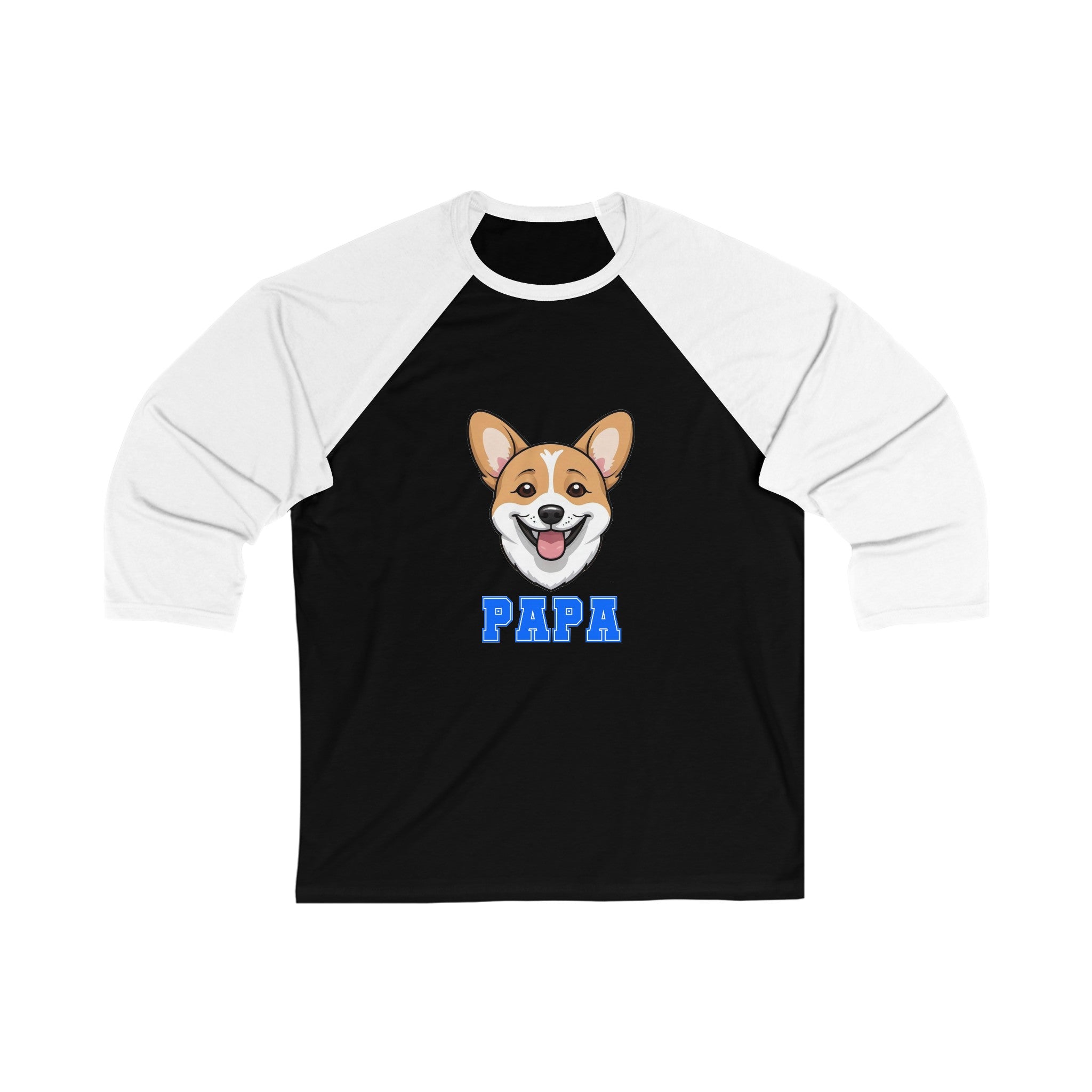 Corgi Papa 3\4 Sleeve Baseball Tee