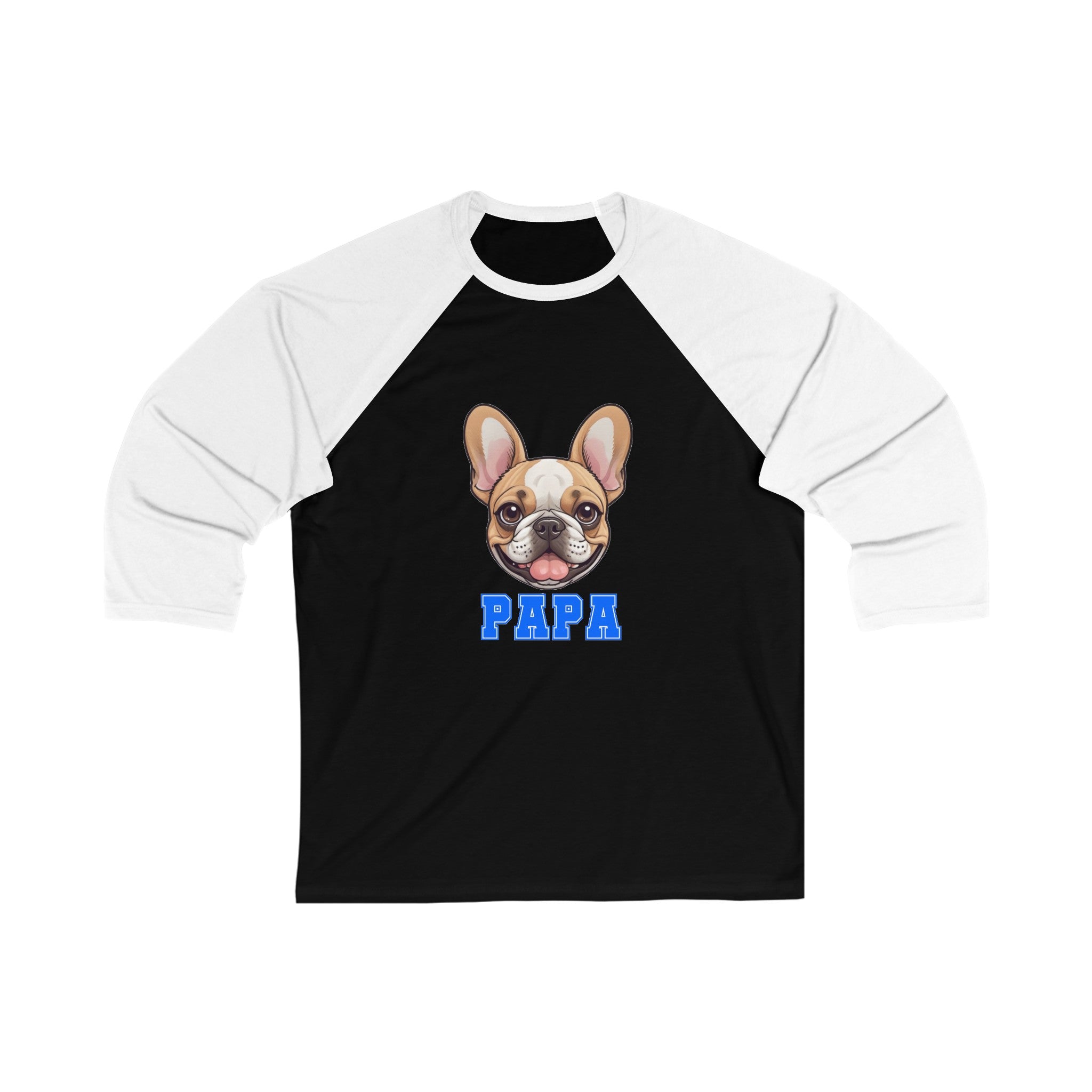 Frenchie Papa 3\4 Sleeve Baseball Tee